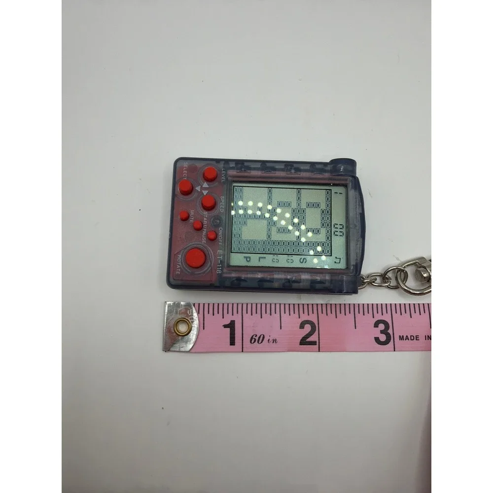 Vintage Brick Game Keychain Grey Red ET-118 Retro Handheld Console